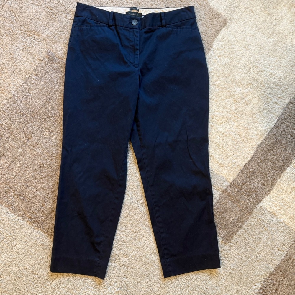 Talbots The Perfect Crop Curvy Navy Blue‎ Chino Pants Womens 8 Cropped Trousers
